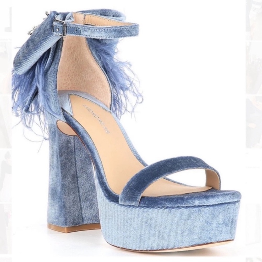 ANTONIO MELANI Janie Velvet Platform Dress Sandals Sz 8,5
